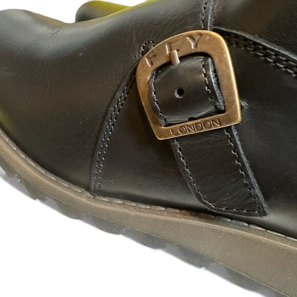 Fly London MES 2 Buckle Moto Leather Mid-Calf Boots Women’s 40 Zip RUG Sole - Picture 5 of 12